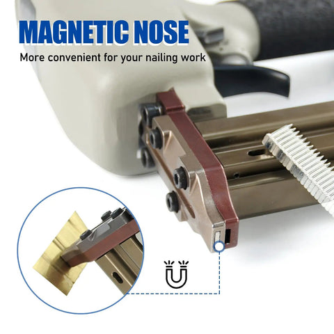 14 Gauge Concrete Nailer Kit With 400 Concrete T Nails 3/4 to 1-1/2 Inch For Baseboards Pallets And More Safer Switch Easy Grip