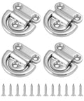 4 Pack Marine Grade Stainless Steel 316 Folding Pad Eye D Ring Anchors, 44mm By 40mm shown with screws, suitable for trailers and boats.