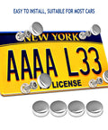 Anti Theft License Plate Screws Kit For Cars Tag Frame Holders Stainless Steel Mounting Hardware Tamper Resistant Security Screw Set 1 Quarter Inch M6 Rust Proof Chrome Caps ZXFOOG, screws with chrome caps on yellow license plate.