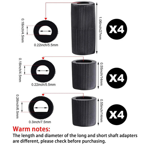 4 Pack Control Knobs Replacement Kit With 12 Adapters For Oven Stove Range No Fuss Universal Fit For RVs Campers Trailers Black Includes Long And Short Adapters For Most Brands