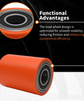 2Pcs Load Wheel Set Replacement For Toyota 8HBW23 Electric Pallet Jack Lift Truck, orange nylon load wheel with steel hub.