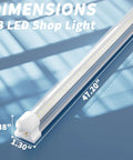 Side view dimensions of 12 Pack T8 LED Shop Light 4Ft 42W 6300 Lumen 5000K Daylight Linkable Plug And Play Garage Ceiling Workshop Lighting