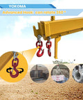 Built Tough Forklift Jib Boom Telescopic Crane Attachment With 0 To 75 Degrees Tilt And 4400 Pound Capacity showing advanced rotating hooks.