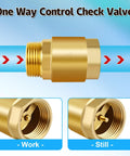 2-pack brass 3/4 in NPT spring check valve, inline backflow preventer with male/female threads