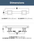 Dimensions diagram of Champagne Bronze Cabinet Hardware Set 5 Pack Adjustable Drawer Pulls For Kitchen Cabinets Dressers And Cupboards.