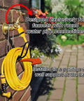Wall Mounted Garden Hose Holder 304 Stainless Steel Rust Proof Heavy Duty Hose Hanger Keeps Up To 50 Ft Of Garden Hose Off The Ground Ideal For Expandable Hoses And Outdoor Watering Storage installed on brick wall with hose attached