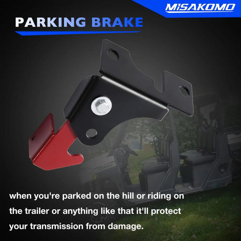 Heavy Duty Spring Parking Brake Kit For Polaris RZR And Ranger UTVs close-up with mounting holes and bolt detail