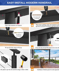 Installation guide for Heavy Duty Four Foot Modular Deck Handrail In Matte Black T304 Stainless Steel Cable Railing
