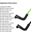 HiSport brake pad wear sensor pair for BMW; front and rear, black housings with green wiring