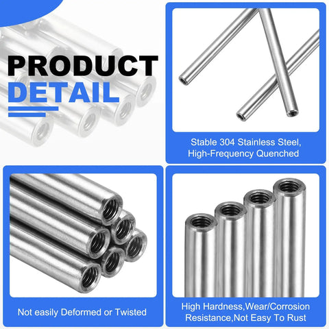Linear Motion Rod Shaft Guide Kit Pro Grade Quality Includes Two 6mm By 100mm 304 Stainless Steel End Hollow Rods in package