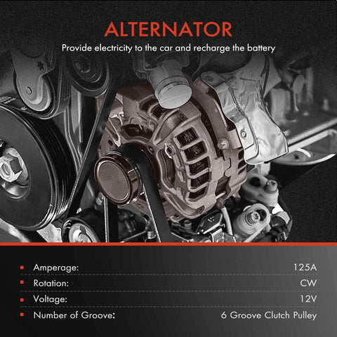 Alternator For Toyota RAV4 2013 2014 2015 2016 2017 2018 2.5L FWD 12V 125A With 1 Pin Plug Drop In Replacement Clockwise 6 Groove Pulley