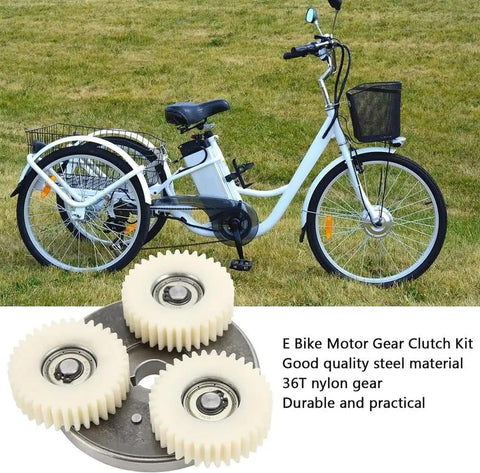 Electric Bike Motor Upgrade Kit Featuring 36T Planetary And Worm Gear Compatible With 500W Motors, nylon and steel gears.