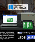 Transform Your Workspace Into A Full Setup Using This Heavy Duty Wide Format Thermal Label Printer To Knock Out Pro Level 4 To 9 Inch Signs All Week Long, with printer and laptop.