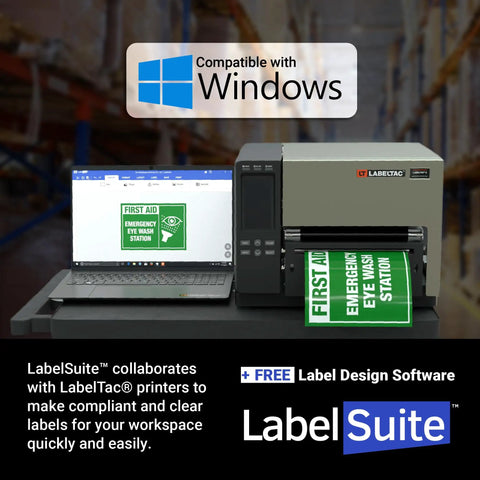 Transform Your Workspace Into A Full Setup Using This Heavy Duty Wide Format Thermal Label Printer To Knock Out Pro Level 4 To 9 Inch Signs All Week Long, with printer and laptop.