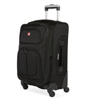 Softside Expandable Spinner Luggage For Travel Durable Lightweight Carry On Suitcase 21 Inch Black with 360° wheels and handle
