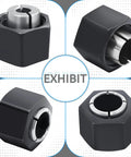 Router Collet Chuck And Nut Set Including One Half Inch And One Quarter Inch Collets Twelve Point Seven Millimeter And Six Point Three Five Millimeter Replacement For Pro Grade Plunge And Fixed Base Routers Fits Wide Range Of Models.