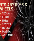 Gloss Black Wheel Scratch Repair Kit For Curb Rash And Scuffs, fits any rims and wheels, close-up on black wheel