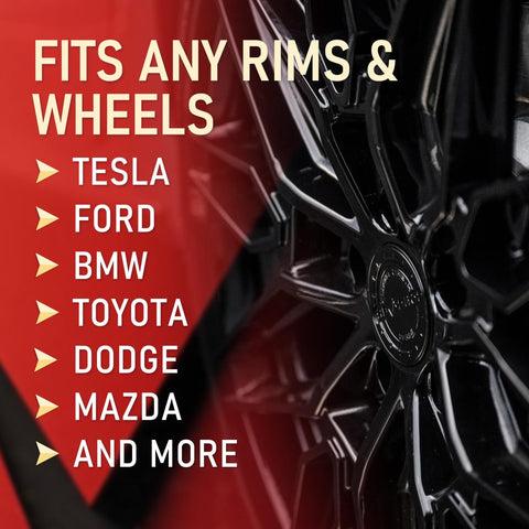 Gloss Black Wheel Scratch Repair Kit For Curb Rash And Scuffs, fits any rims and wheels, close-up on black wheel