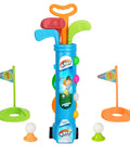 Toddler Golf Club Set With Pull Cart For Little Pros Ages One To Five Includes Super Lightweight Gear And Soft Ball For No Sweat Swinging And Pretty Sweet Motor Skill Progression Daily, featuring colorful clubs and mini holes.