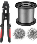 Pro Grade Wire Rope Crimping Tool Kit With 328 Ft Stainless Cable, 200 Pcs 1 Sixteenth Inch Aluminum Crimping Loop Sleeves, And 50 Pcs Stainless Steel Thimbles, Heavy Duty Multi Use Crimper For Rigging Garages And Outdoor Projects