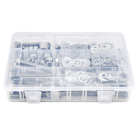 Tough As Nails 164 Piece Metric Hex Nut Bolt Assortment Kit, 304 Stainless Steel bolts and washers in storage box.
