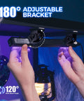Hands adjusting Blacklight Strip Lights 10W 1ft USB Black Light Bar with 180° bracket for Halloween decor and body paint glow.