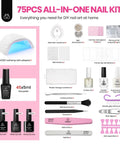 75-piece all season gel nail kit with UV LED lamp, 45 color gels, tools, and accessories for at-home manicures and art
