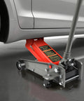 3 Ton Floor Jack With Fast Lift And Wheels, Heavy Duty Hydraulic Jack With Single Piston Pump Lifting Car, Red, Steel Construction