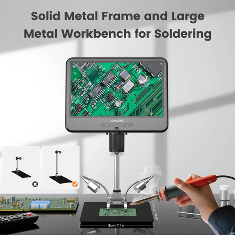 10.1 Inch Digital Microscope For Adults With 1080p Video And 12MP Imaging, 8 LED Illumination, Coin Magnifier For Error Coins, Soldering Electronics Microscope, Metal Stand, PC View, 32GB Storage with metal stand for soldering PCB work