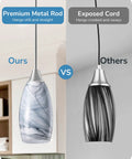 Comparison of Modern Hand Blown Gray Marble Glass Pendant Light For Kitchen Island With Brushed Nickel Finish against a competing design.