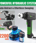 Pro Super Stars Electric Tubing Expander Swaging Tool Kit W 2200mAh Battery showing cordless tool and battery for HVAC use.