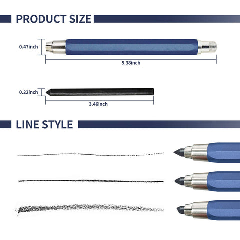5.6mm Mechanical Pencil Lead Holder With Clip Metal Clutch Built In Sharpener Automatic Graphite Lead Refills Tool For Construction Drafting Crafting Sketching And Art Projects A Real Workhorse
