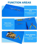 Extra Large Pro Grade Soldering Mat With Wrist Strap 23.6 By 13.8 Inches Heat Resistant 932 F Silicone Workbench Pad showing parts areas