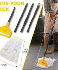 Commercial Heavy Duty Mop Pack Legit Tough On Grime Features 60 Inch Long Handle With Super Absorbent Cotton Loop End Design For Industrial Floor Cleaning And Busy Workspaces Straight Up Reliable, showing mop head and handle.