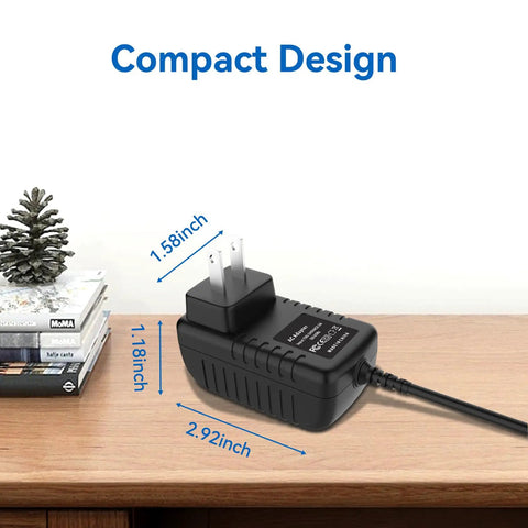 Heavy Duty Six Volt AC Adapter And Power Supply Charger For Cordless Grinders And Impact Drivers, compact design shown on wooden table.