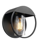 Weatherproof Matte Black 1 Light Indoor Outdoor Wall Sconce With Seeded Glass Shade E26 Base for porch or patio