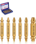 Pro Grade Heavy Duty 6 Piece Stripped Screw Extractor Kit With Titanium Coated Extractors And HSS Reverse Drill Bits In Portable Case