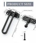 Heavy Duty Swing Bar Door Lock With Secure Latch Guard Clasp And Rust Resistant Zinc Alloy Frame For Inward Swinging Doors product size diagram with measurements.