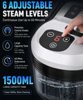 Beast Mode Handheld Steam Cleaner With 2500W Rapid Heat And 1800Ml Big Tank, showing 6 adjustable steam levels with 1500ml capacity.