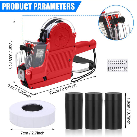 Three Set Price Gun Labeler Kit With Fifteen Thousand Blank White Labels And Three Ink Rolls Date Gun For Pricing Tags