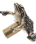 Toad Shaped Brass Cabinet Drawer Pulls For Vintage Style Retro Hardware, showcasing detailed antique toad design, rust resistant brass