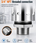 Vourtm 3/4 Npt Hydraulic Breather Cap With 40 Micron Filtration Vent Cover. Close-up of NPT threaded connection for hydraulic tank use.