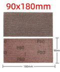 Heavy Duty Mesh Sanding Sheets For Cars And Wood: 90X180mm Dust-Free Dry Sandpaper Strips showing two sanding sheets with dimensions.
