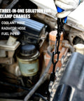35 Degree Angled Long Hose Clamp Pliers With Locking Mechanism in engine bay, securing clamps in tight spaces and around obstructions.