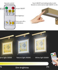 Wireless Picture Light With Remote, USB Rechargeable 4000mAh Battery, Magnetic Light Head, demonstrating 3 lighting modes