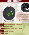 Slick EV Cable Carrier Bag For Electric Vehicle Charging Cables And RV Sewer Hose Organizer, 14.17 inch black waterproof Oxford bag