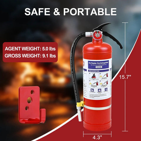 Two Pack 5lb Abc Dry Chemical Fire Extinguishers With Wall Mount, Easy Reach Pull Pin Design, No Sweat Operation For Home Workshop Or Pickup, Solid Backup Security When Heat Turns Up