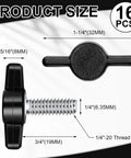 16 Piece Set Of 1/4 20 X 3/4 Inch Round Knob Bolts Made From Top Grade Stainless Steel Thumb Screws showing dimensions and features.