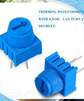 Blue 12 Pack 10K Trim Potentiometer Kit With Knobs For Breadboards And Prototyping Variable Resistors Trimmer Potentiometers Assortment For Arduino Projects, blue 10K trimmer pot with round pins