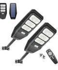 Two 100W Solar Street Light Set With Motion Sensor Dusk To Dawn Outdoor Flood Lights Remote Control IP65 Waterproof